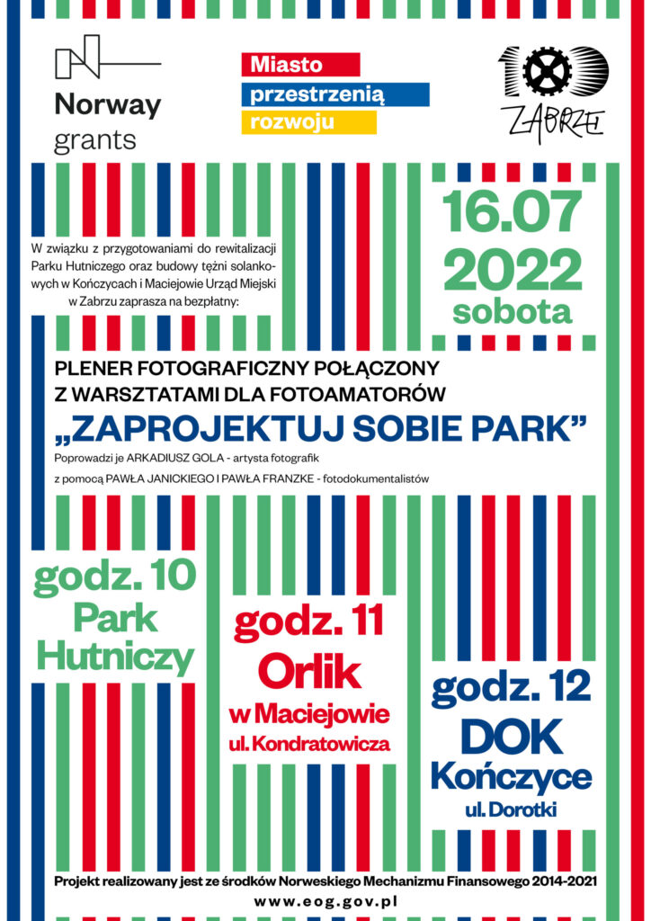 Plakat promujący plener fotograficzny "Zaprojektuj sobie park"